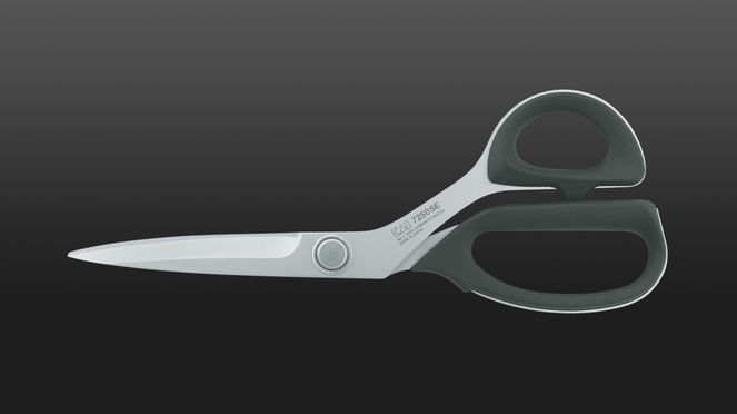 
                    serrated scissors with matted surface and serrated blade