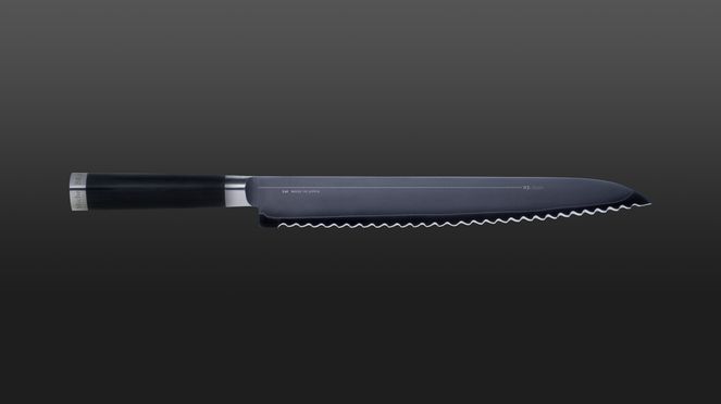 
                    The Michel Bras bread knife has a serrated blade