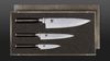 
                    Damask knife set with chef's knife, utility knife and paring knife