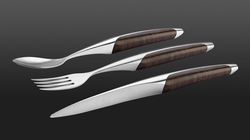 Steak knife, Table cutlery with spoon walnut