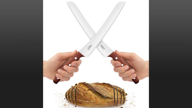 
                    couteau à pain KB2 noyer pour des droitiers et gauchers